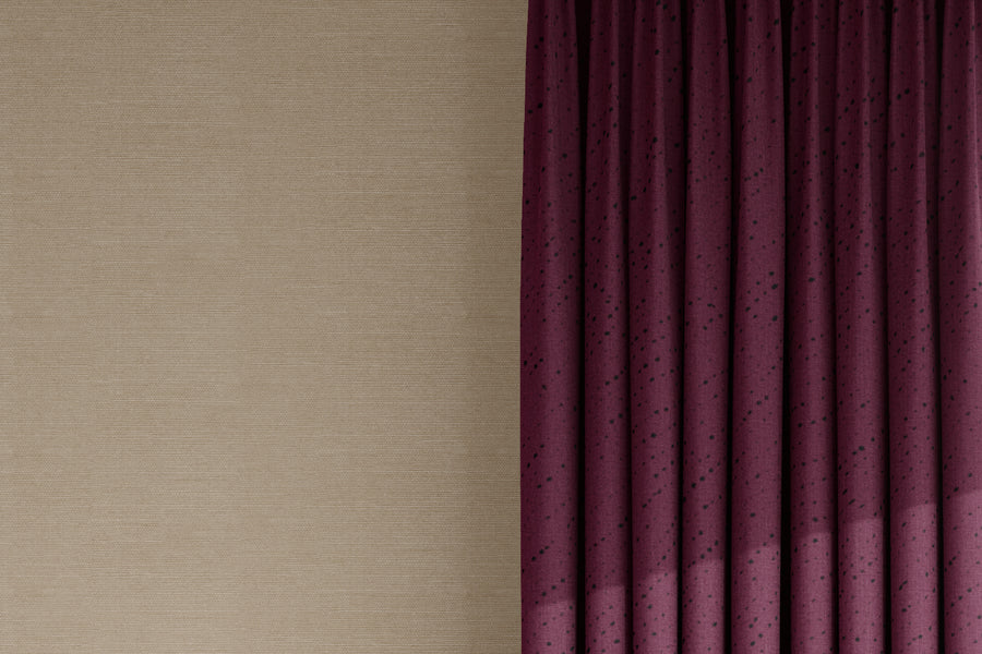 curtains in 100% linen staccato nero shibori fabric by the yard in cerise pink