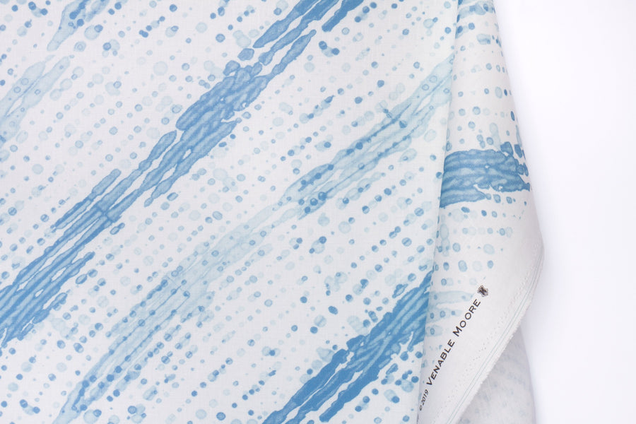100% linen glissando shibori fabric by the yard with long fold in powder blue