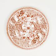 Chestnut brown ‘mosaic garden’ fine china porcelain dinner plate hand decorated in the usa on white background