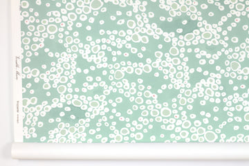 Venable Moore ‘Frizzante’ Pastel verdigris green boutique made-to-order, printed in the U.S.A. wallpaper roll against white wall