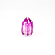Hand-painted striped glass bud vase in magenta pink