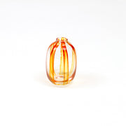 Hand-painted striped glass bud vase in tangerine orange