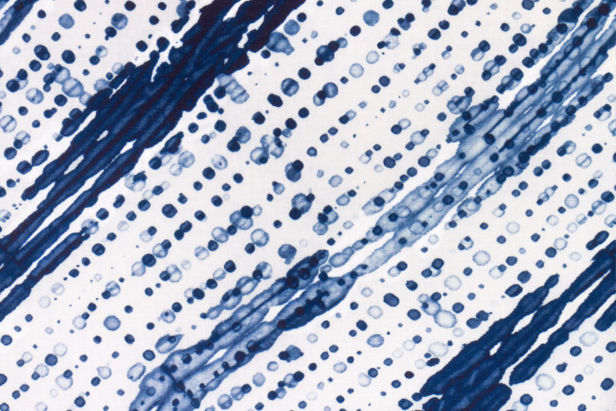 100% linen glissando shibori fabric by the yard up close in marine blue
