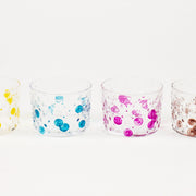 hand-painted bubble glasses set of four in turquoise magenta sun and coffee