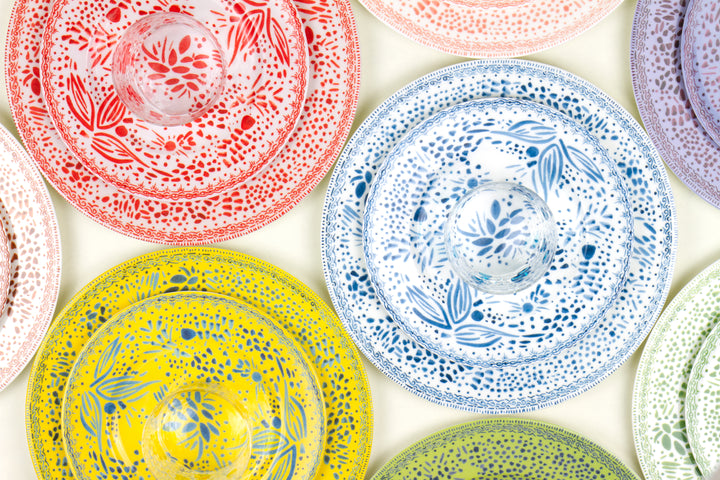 Porcelain Plates, Hand-painted Glass, Shibori Placemats & Tablecloths