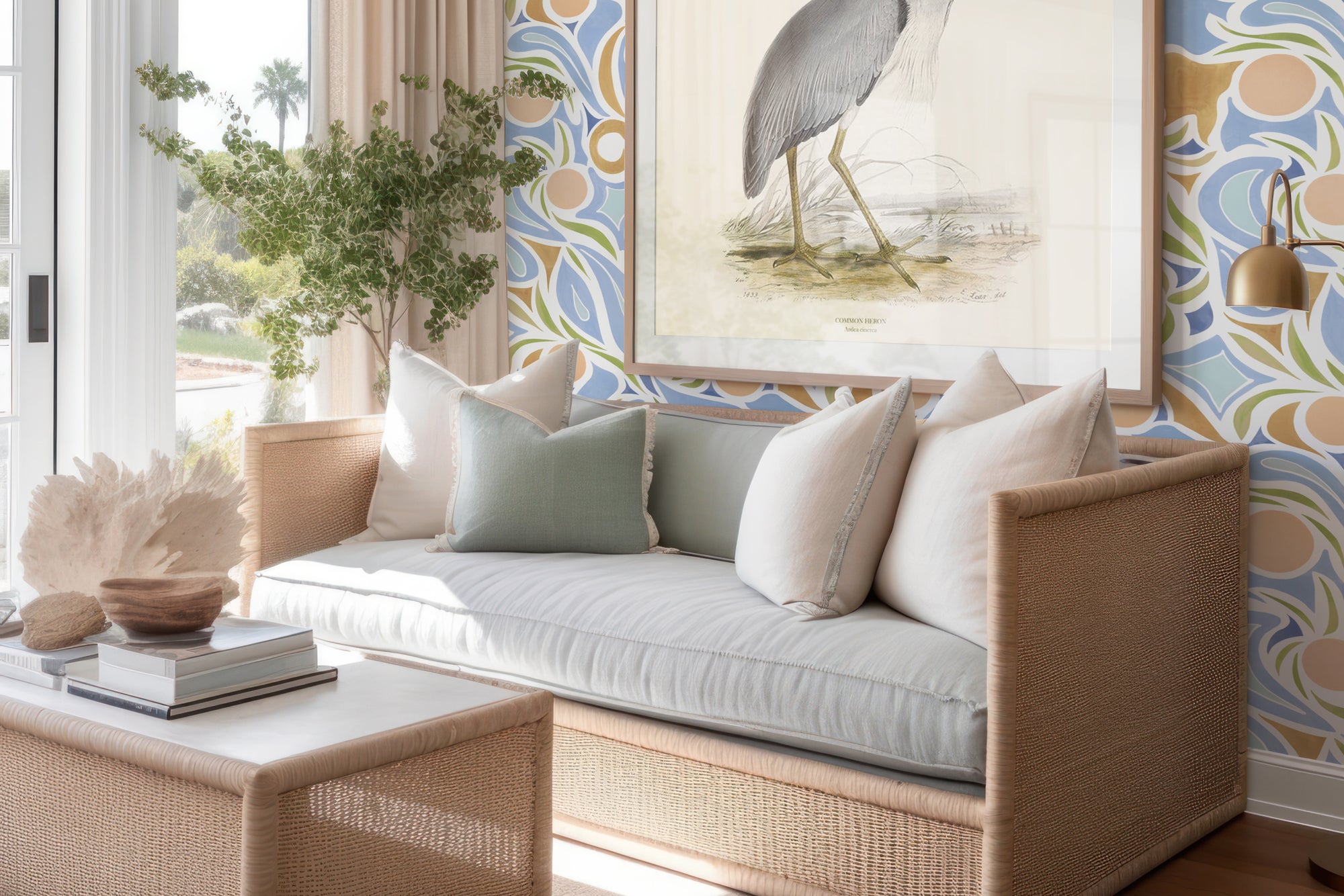 Peach 'Capri' Wallpaper Yardage