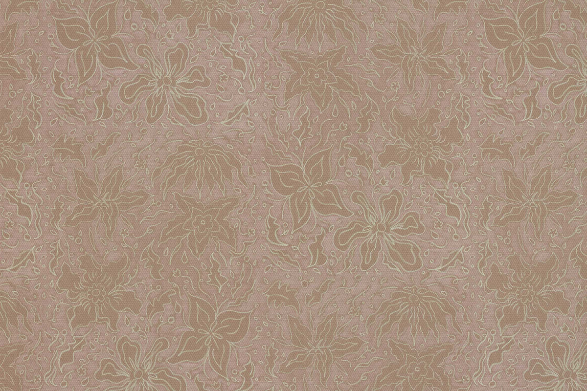 Up close of Venable Moore 100% cotton Fiori hand drawn floral fabric by the yard in neutral nude