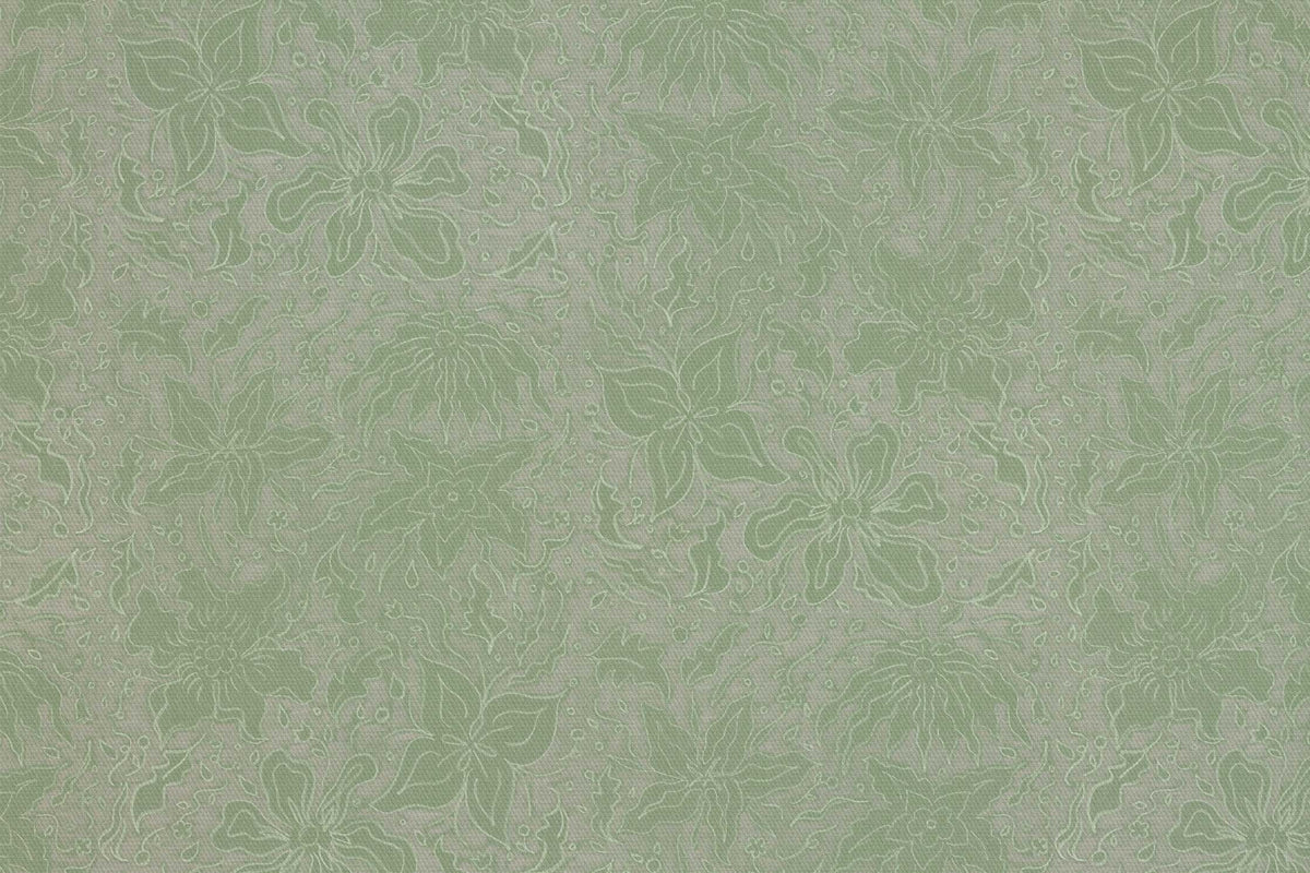 Up close of Venable Moore 100% cotton Fiori hand drawn floral fabric by the yard in seafoam green