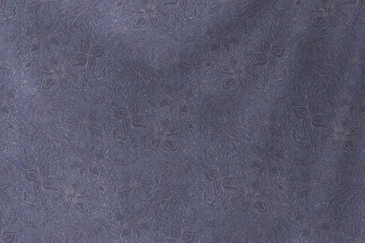 flowing venable moore 100% cotton Fiori hand drawn floral fabric by the yard in washed denim blue sustainably made to  order by boutique independent design studio venable moore