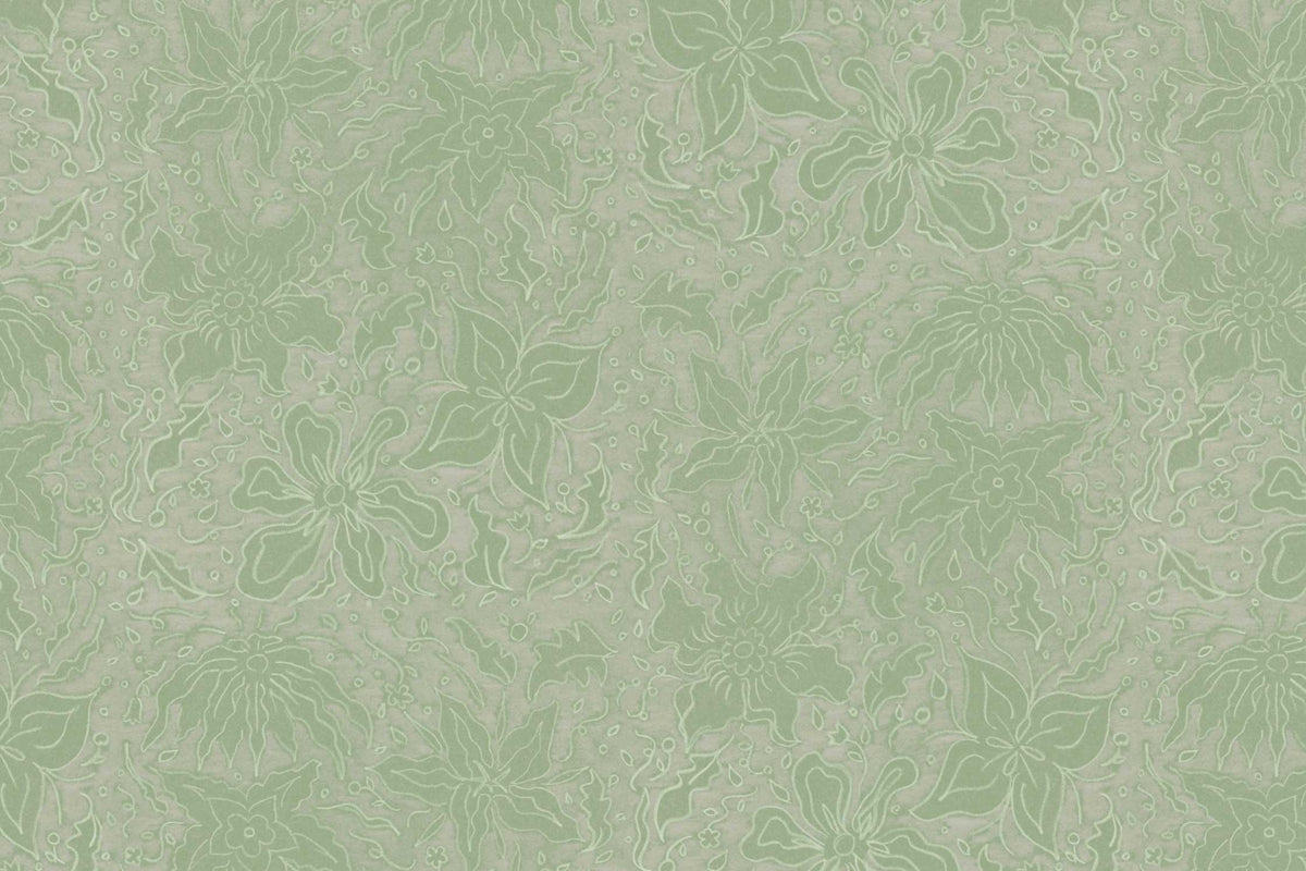Fiori hand-drawn floral wallpaper seafoam close up by Venable Moore