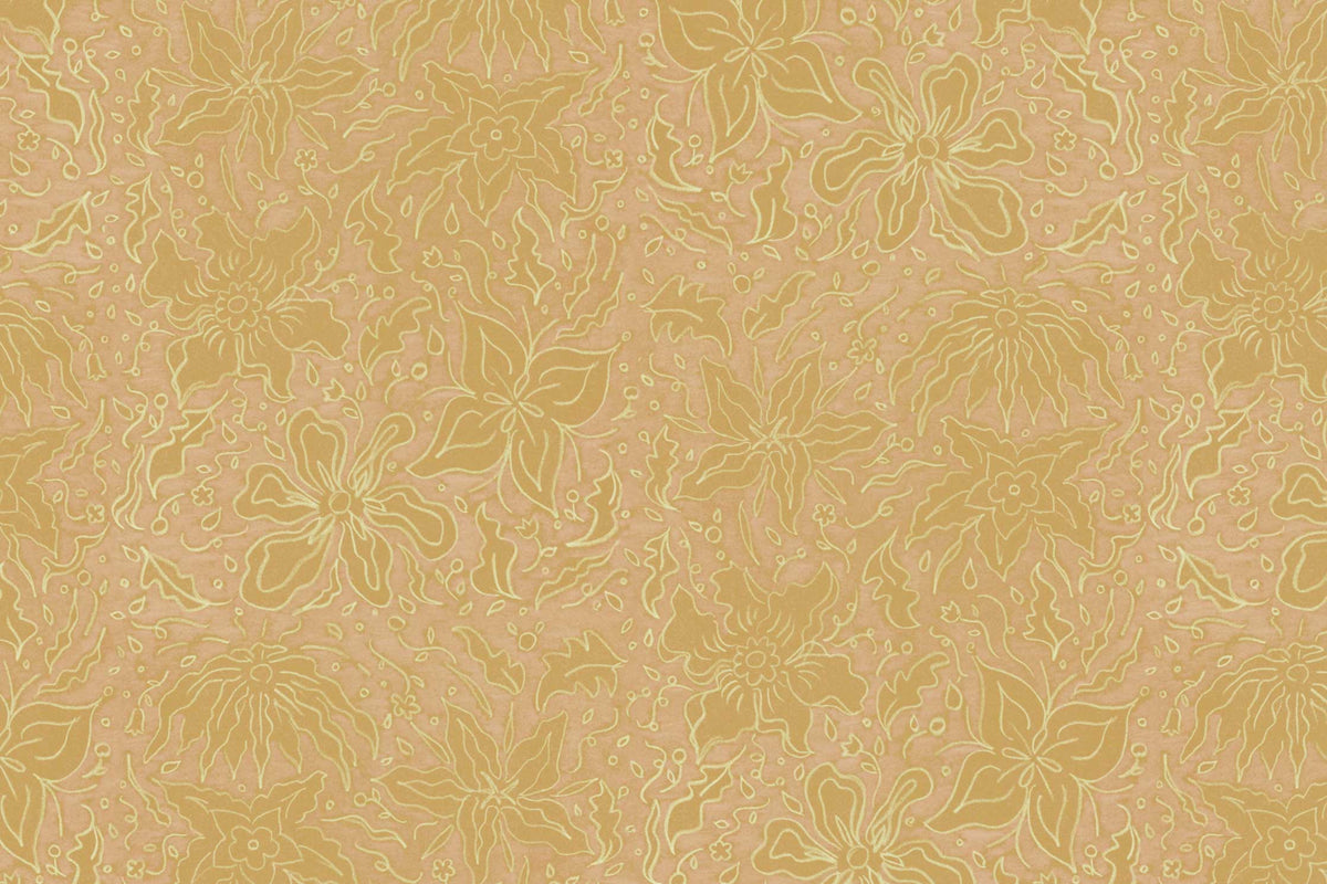Fiori hand-drawn floral wallpaper sulphur close up by Venable Moore