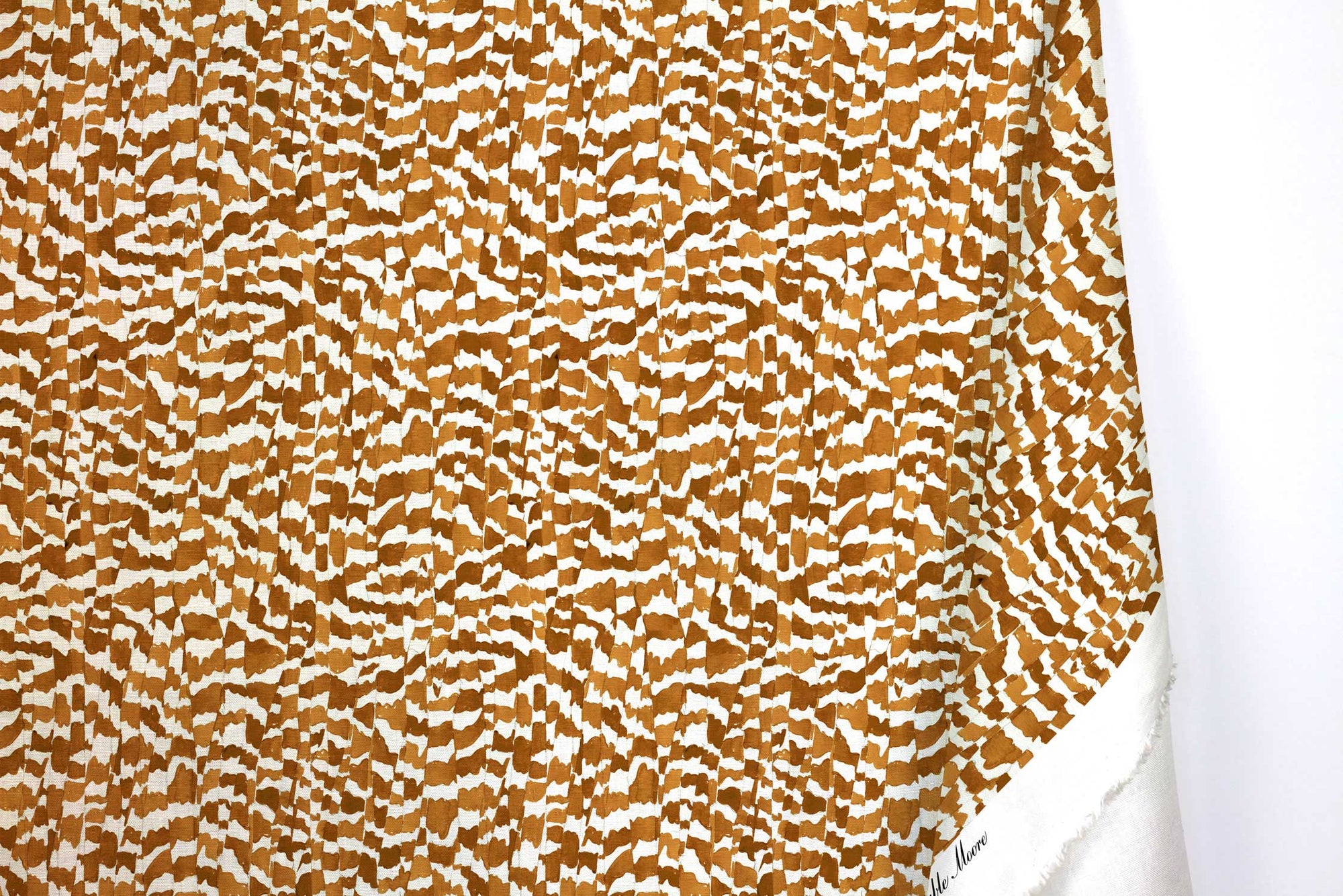 Venable Moore 100% European linen Zebra Stripe abstract animal fabric by the yard with long fold in chestnut brown