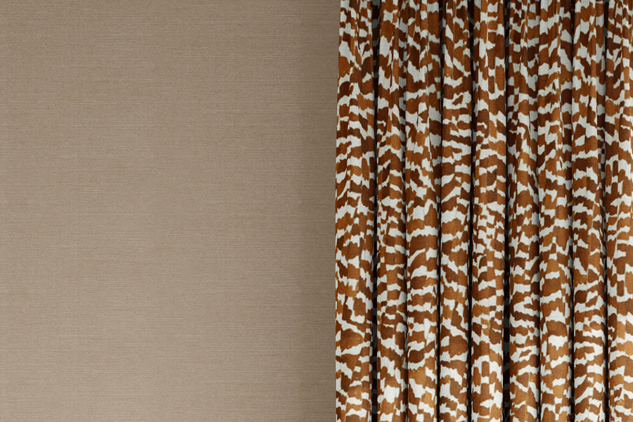 curtains in Venable Moore 100% European linen Zebra Stripe abstract animal fabric by the yard in chestnut brown