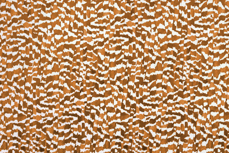 Zoomed in view of Venable Moore Zebra Stripe abstract animal in chestnut browne boutique made-to-order wallpaper, printed in the U.S.A. on FSC Certified Clay Coated paper