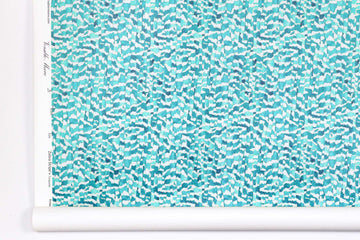 Venable Moore Zebra Stripe abstract animal in turquoise blue boutique made-to-order, printed in the U.S.A. wallpaper roll against white wall