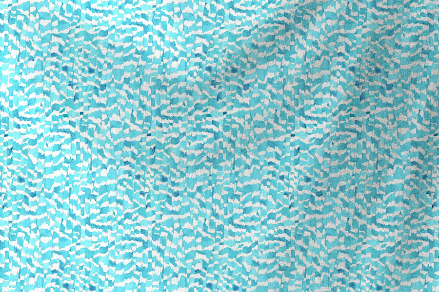 Venable moore flowing 100% European linen Zebra Stripe abstract animal fabric by the yard in turquoise blue sustainably made to  order by boutique independent design studio venable moore