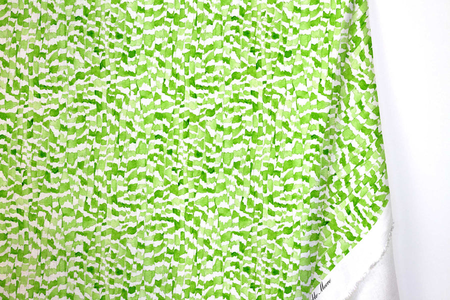 Venable Moore 100% European linen Zebra Stripe abstract animal fabric by the yard with long fold in petal green