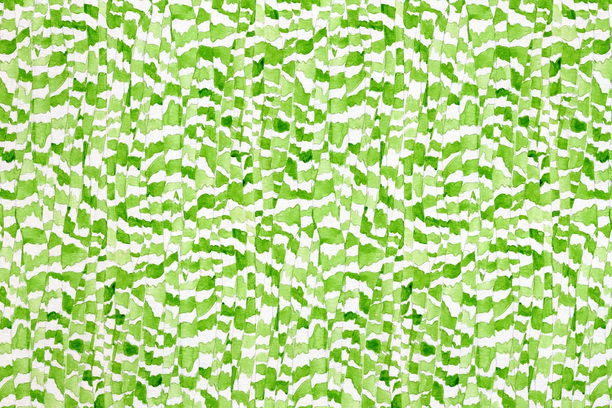 Up close of Venable Moore 100% European linen Zebra Stripe abstract animal fabric by the yard in petal green