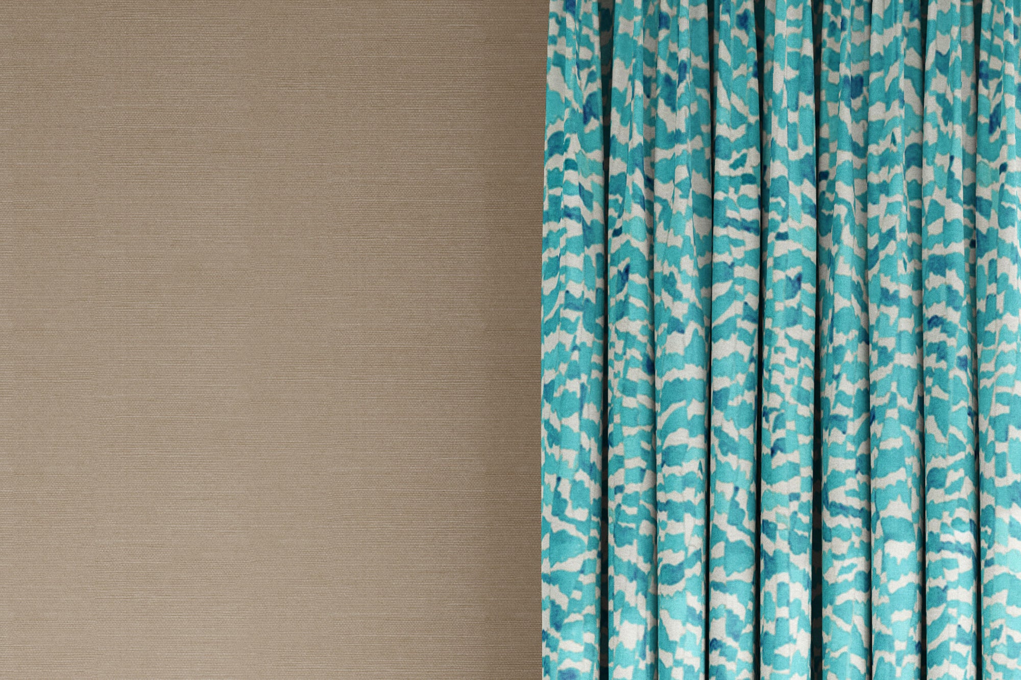 curtains in Venable Moore 100% European linen Zebra Stripe abstract animal fabric by the yard in turquoise blue