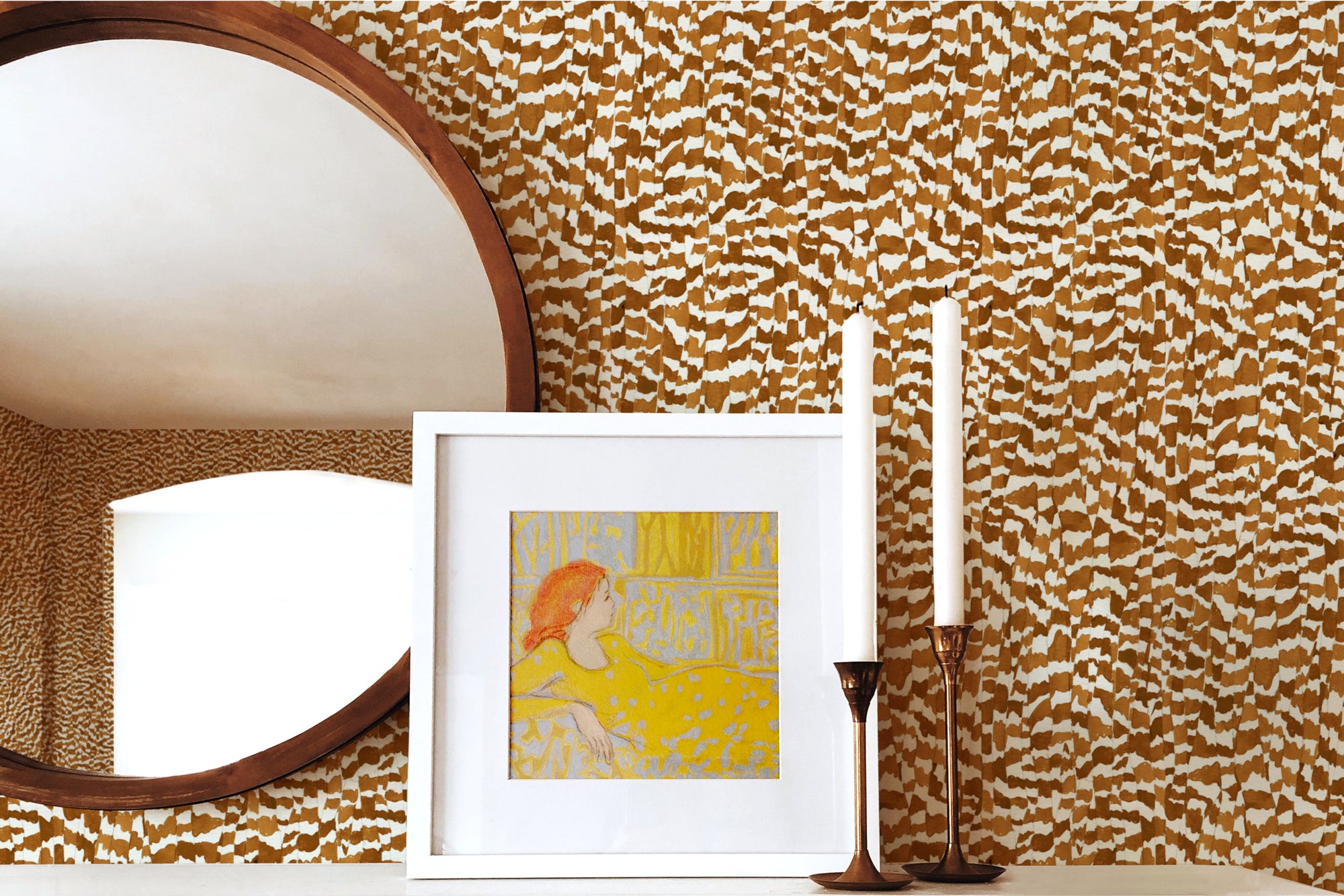 Zebra Stripe wallpaper in Chesnut installed in living room 