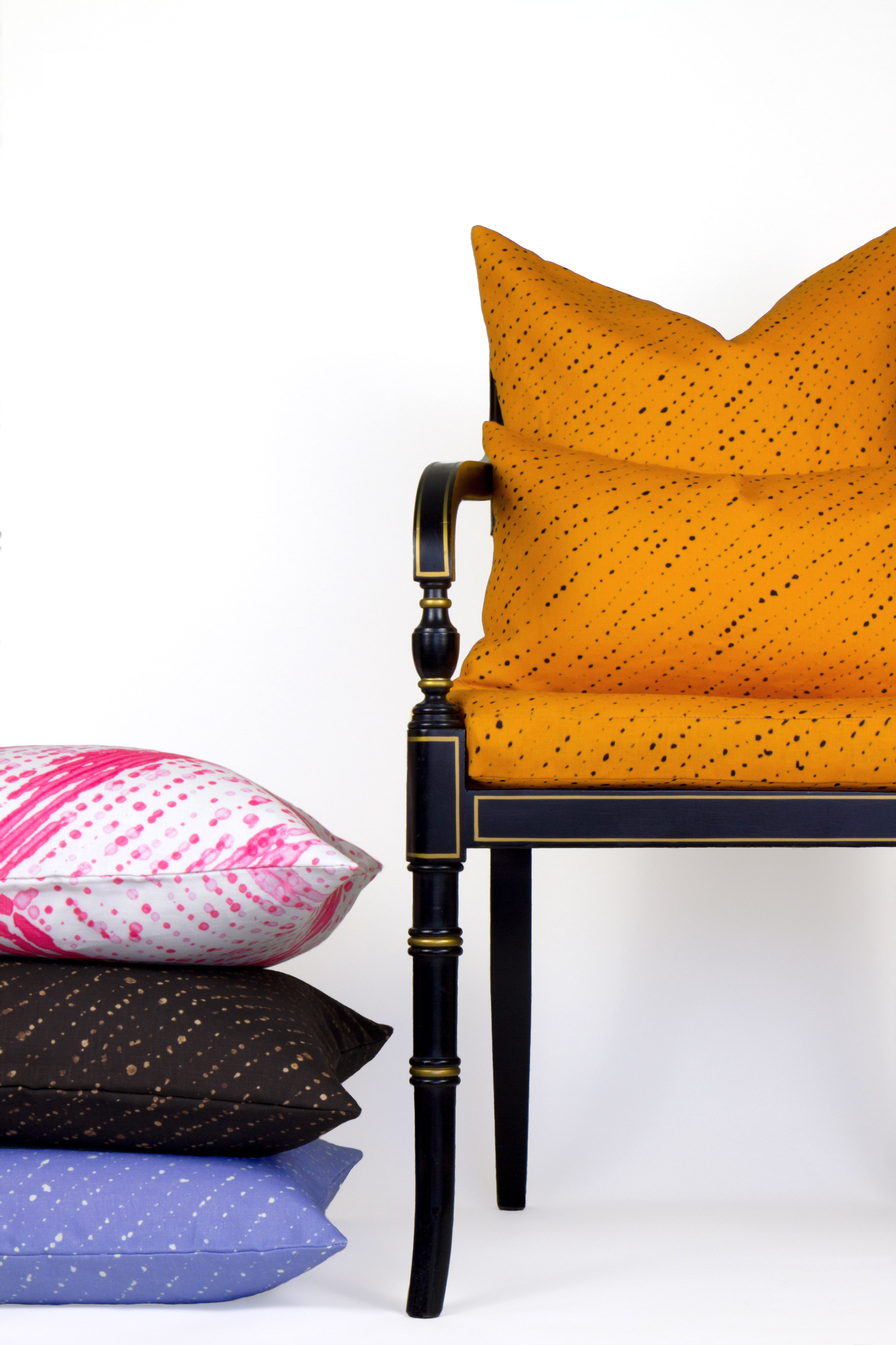 Marigold 'Staccato Nero' Shibori Linen Pillow Cover