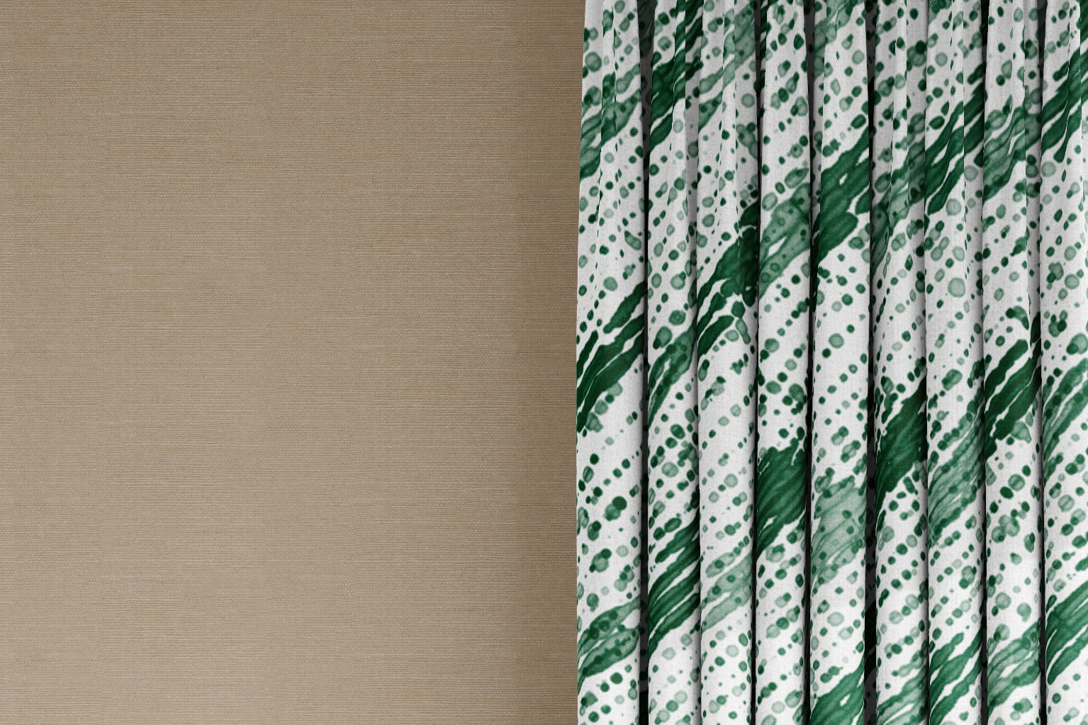curtains in 100% linen glissando shibori fabric by the yard in emerald green