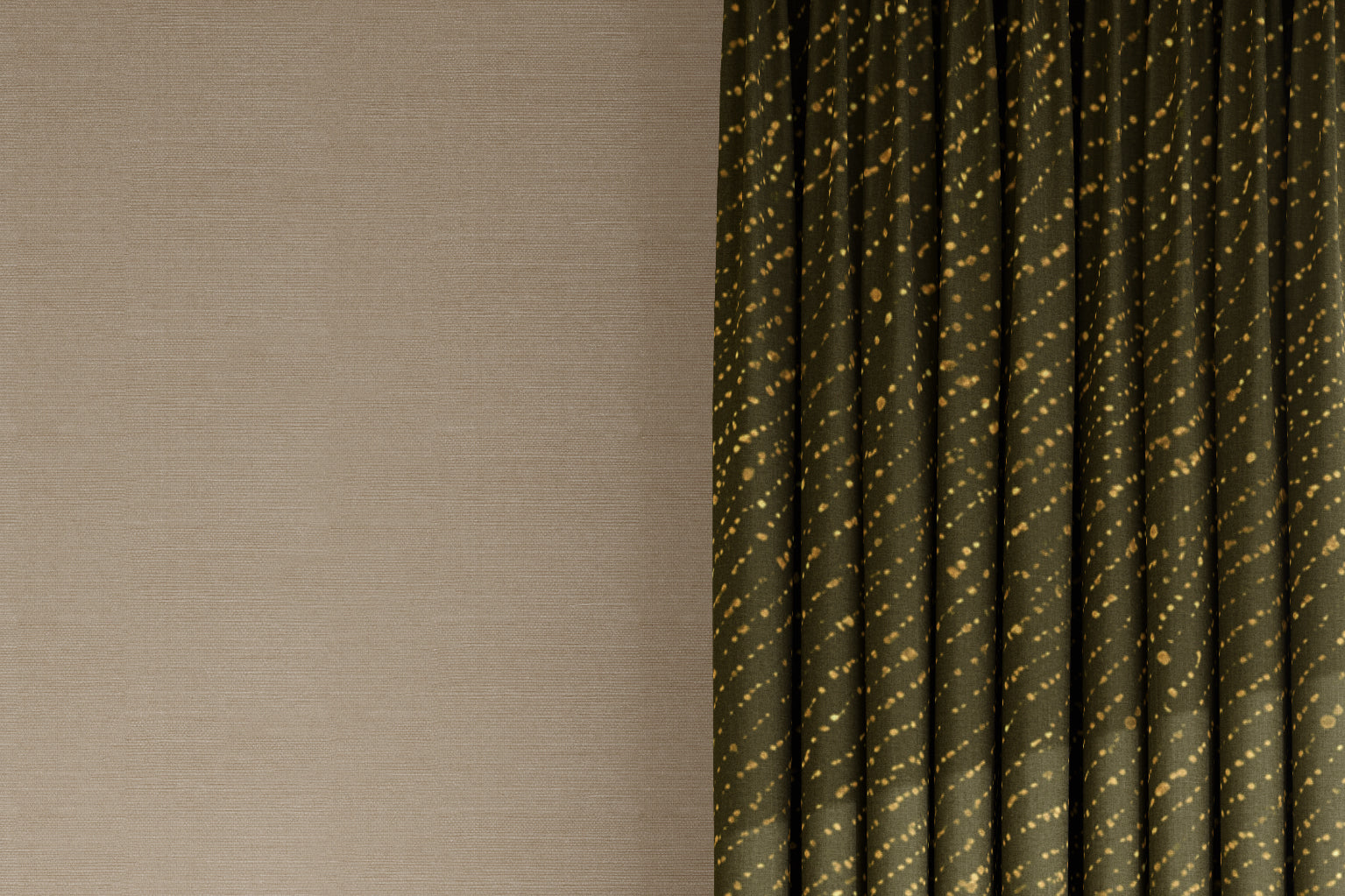 curtains in 100% linen staccato decolorato shibori fabric by the yard in fern green
