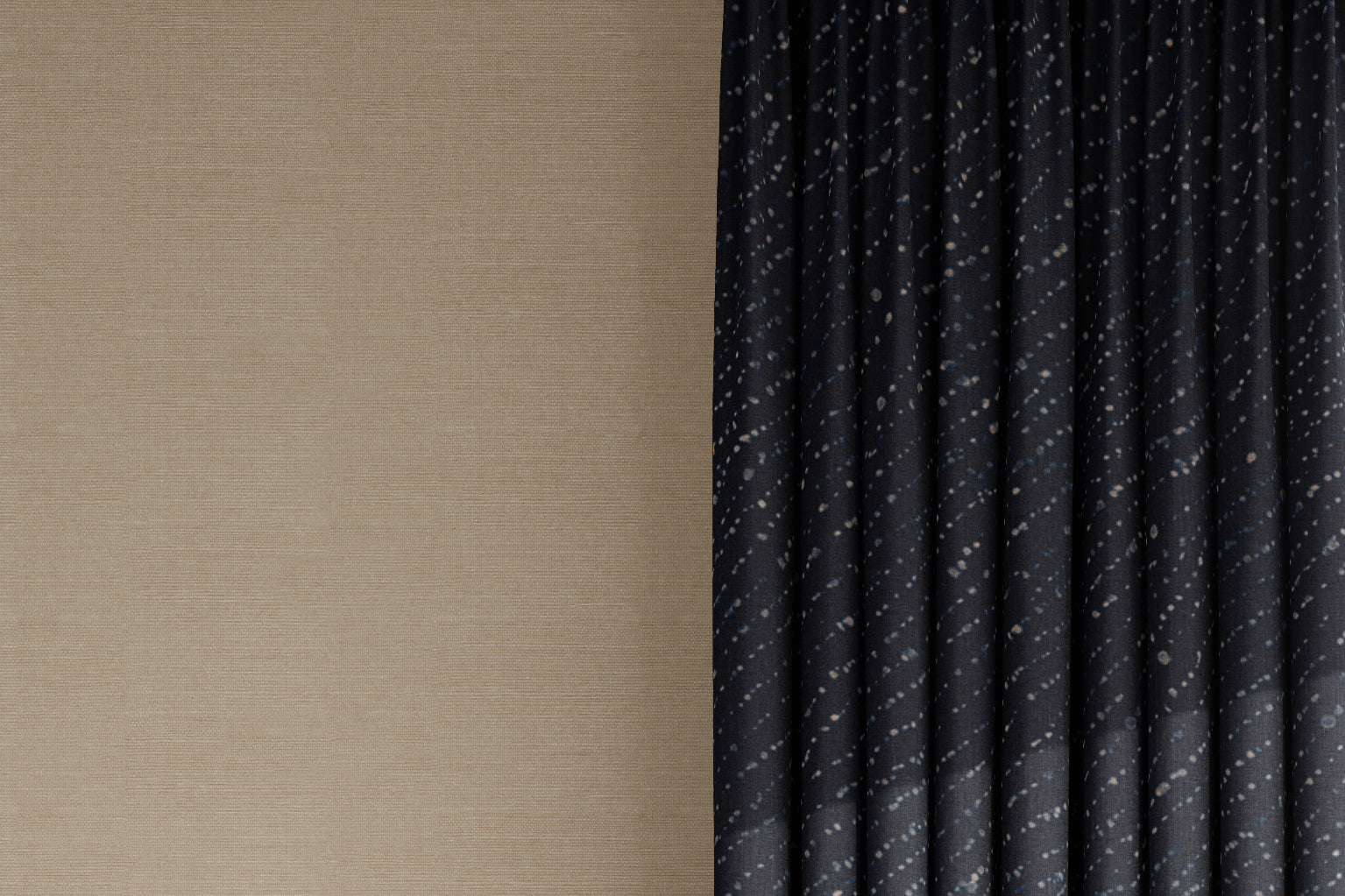 curtains in 100% linen staccato decolorato shibori fabric by the yard in midnight blue