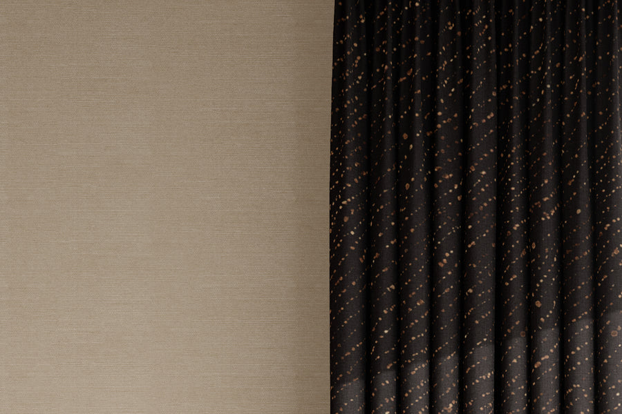 curtains in 100% linen staccato decolorato shibori fabric by the yard in onyx black