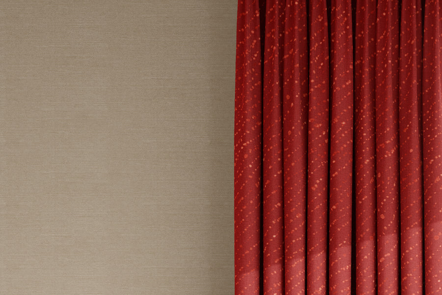 curtains in 100% linen staccato decolorato shibori fabric by the yard in paprika red