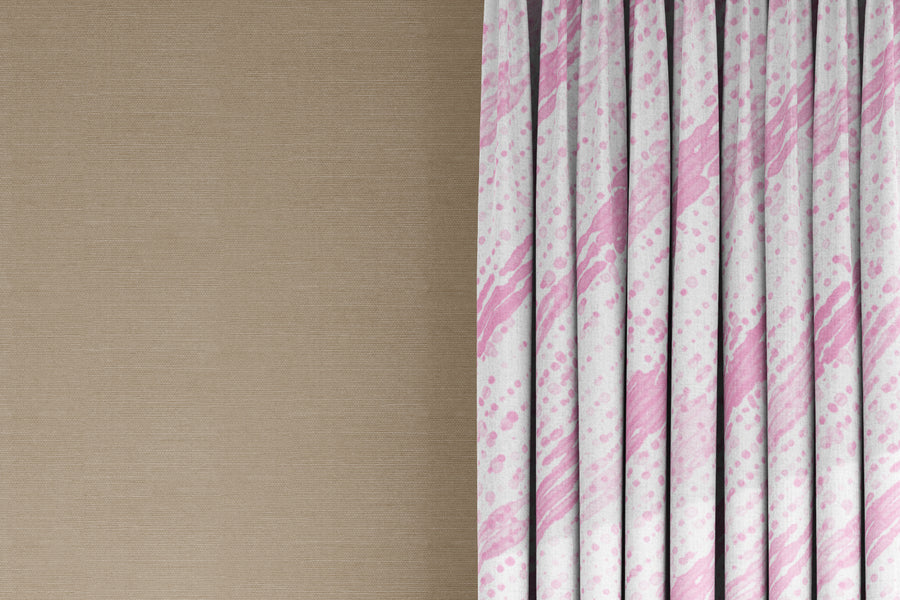 curtains in 100% linen glissando shibori fabric by the yard in posy pink