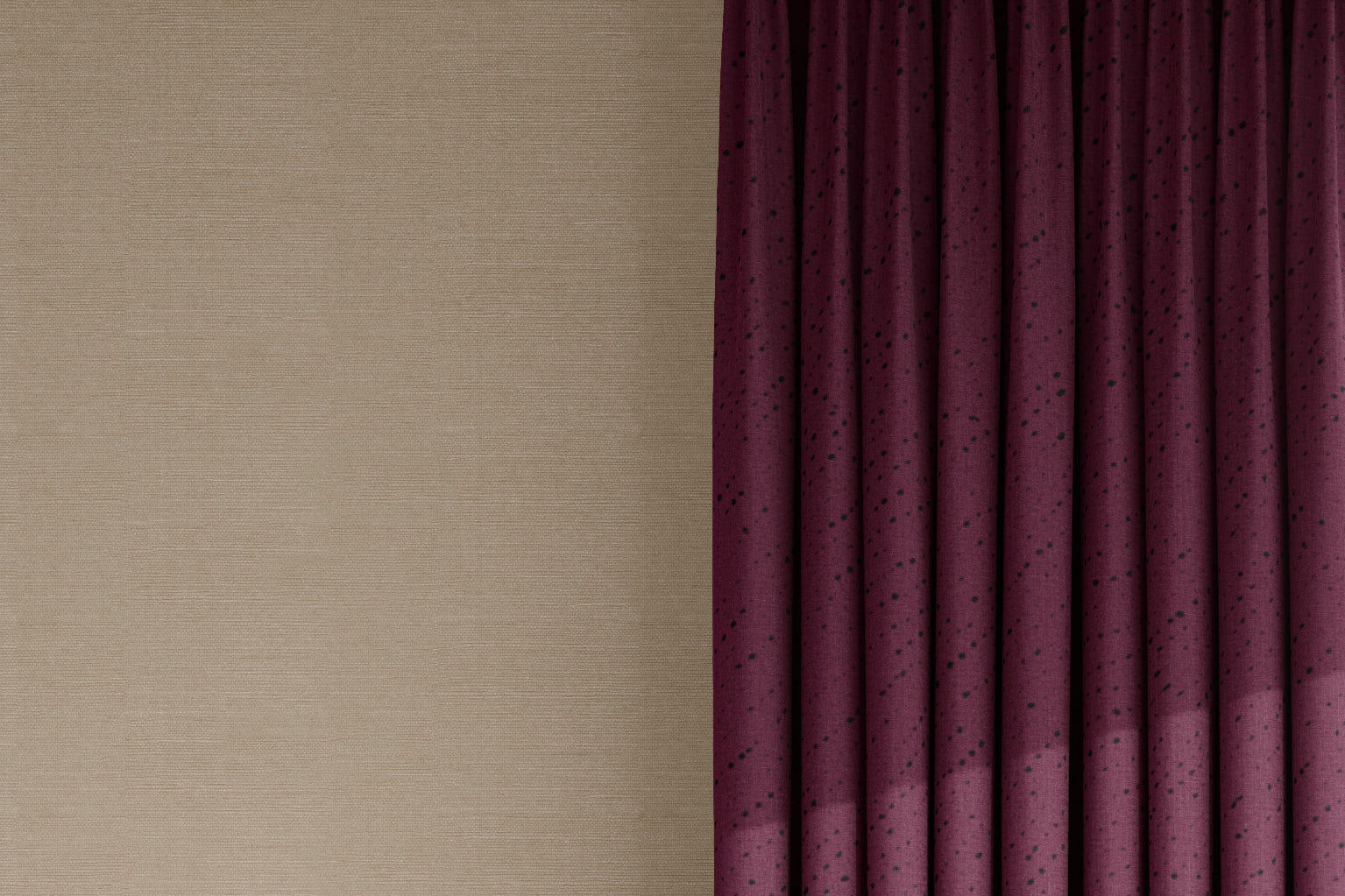 Venable Moore curtains in 100% linen staccato nero shibori fabric by the yard in cerise pink