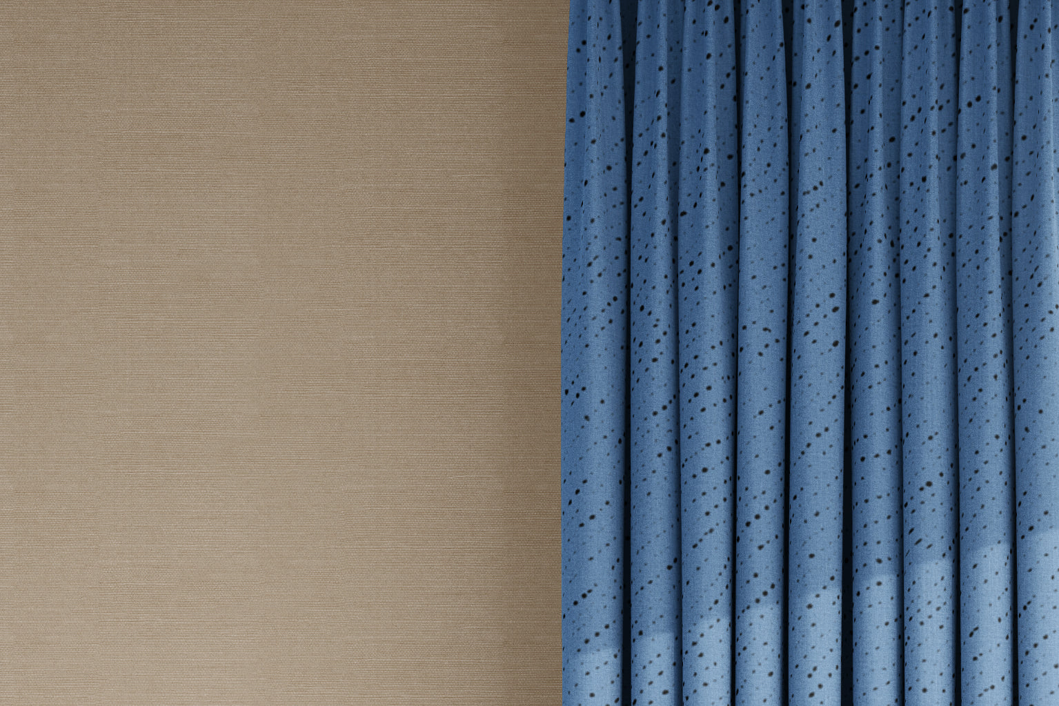 Venable Moore curtains in 100% linen staccato nero shibori fabric by the yard in sky blue
