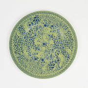'Mosaic Garden' Porcelain Dinner Plate in Apple Green on White