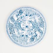 'Mosaic Garden' Porcelain Dinner Plate in Blueberry Blue on White