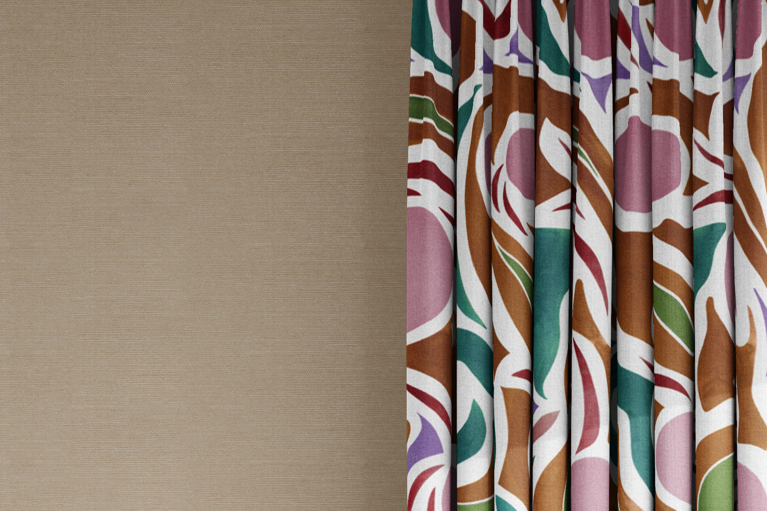 curtains in Venable Moore 100% European French linen capri fabric by the yard in Damson Plum Purple, Brown, and Teal  