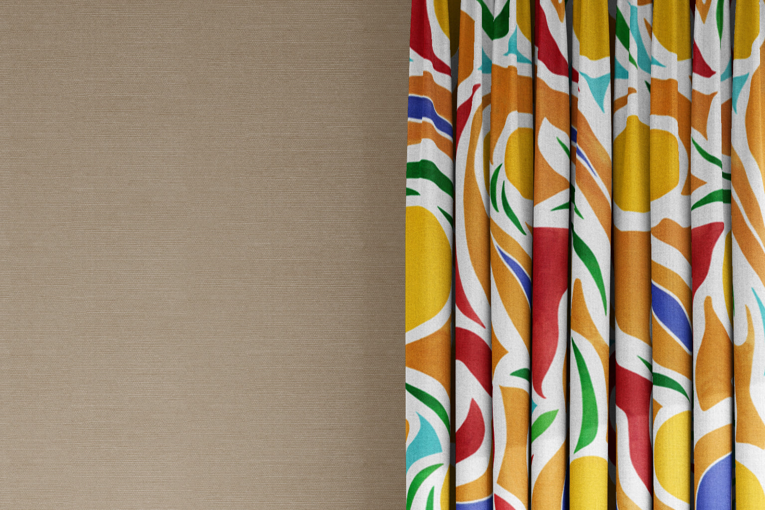 curtains in Venable Moore 100% European French linen capri fabric by the yard in Lemon Yellow, Red, and Ochred