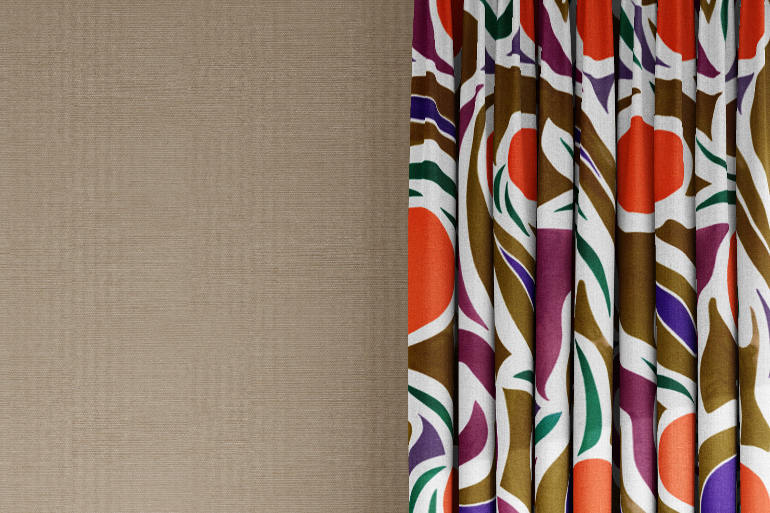 curtains in Venable Moore 100% European French linen capri fabric by the yard in Orange, Brown, and Purple