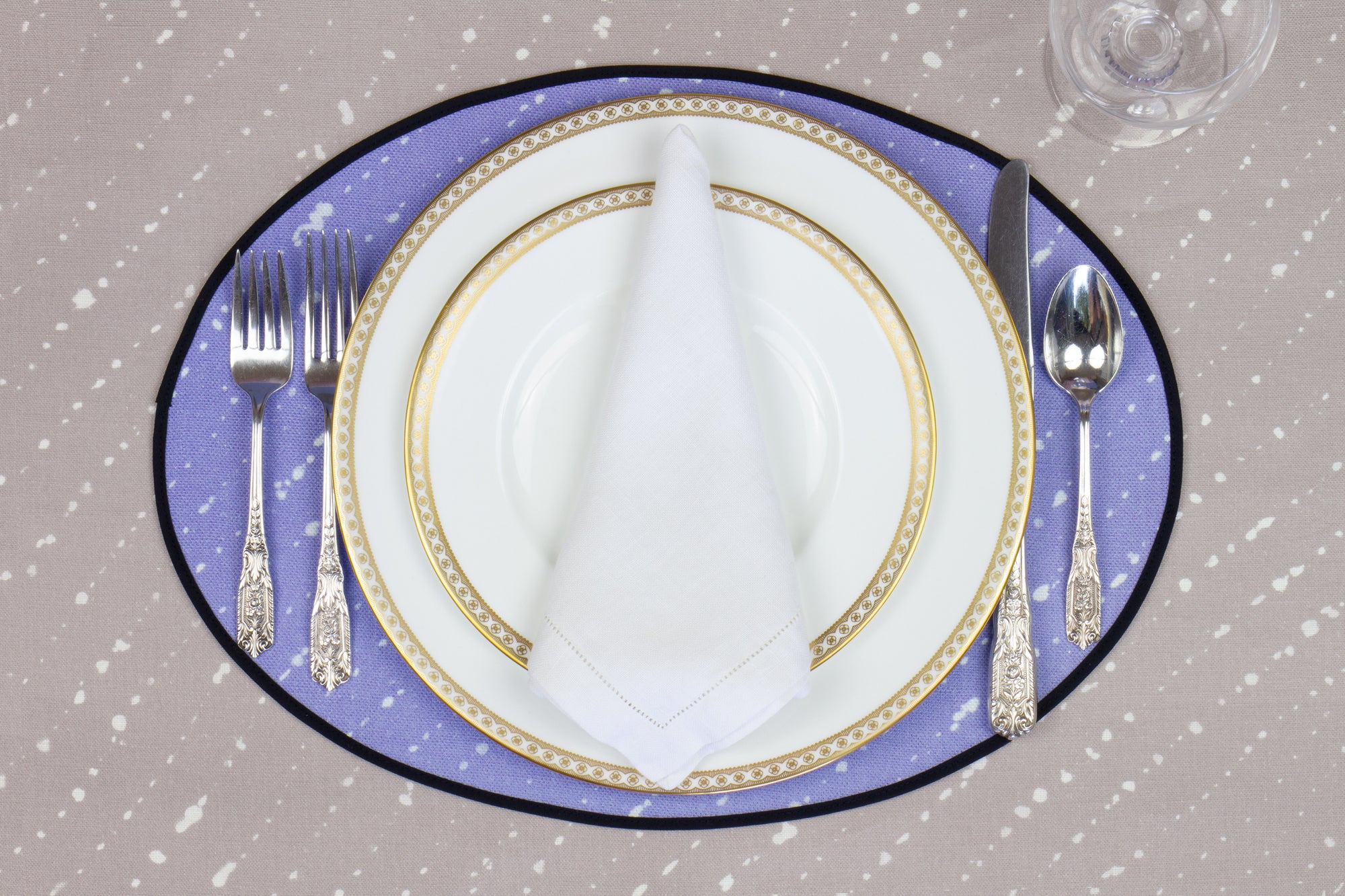 Cornflower 'Staccato Sbiancato' Shibori Linen Placemat