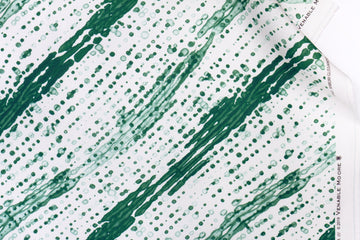 100% linen glissando shibori fabric in emerald green with top fold