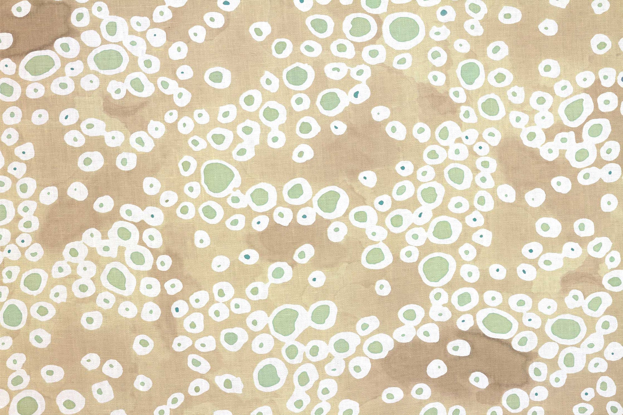 Up close of Venable Moore 100% European French linen frizzante fabric by the yard in neutral buff tan