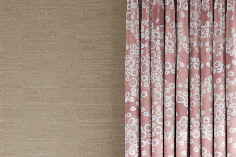 curtains in Venable Moore 100% European French linen frizzante fabric by the yard in pastel madder pink