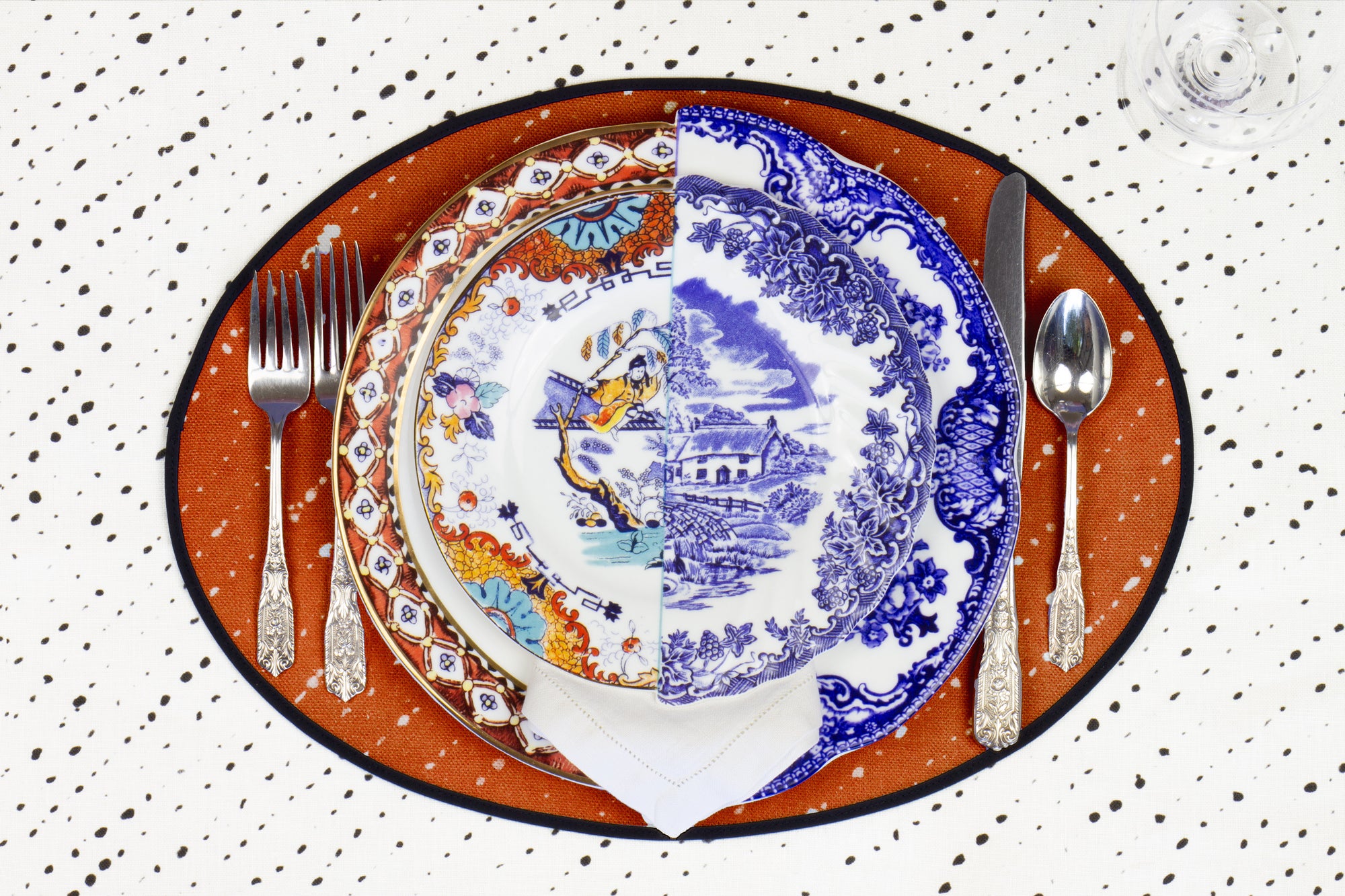 Ginger 'Staccato Sbiancato' Shibori Linen Placemat