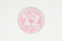 Grapefruit pink  ‘mosaic garden’ fine china porcelain salad/dessert plate hand decorated in the usa on white background