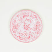 Grapefruit pink  ‘mosaic garden’ fine china porcelain salad/dessert plate hand decorated in the usa on white background