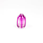 Hand-painted striped glass bud vase in magenta pink 
