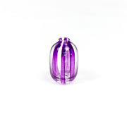 Hand-painted striped glass bud vase in royal purple