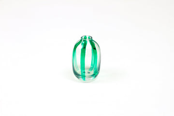 Hand-painted striped glass bud vase in shamrock green
