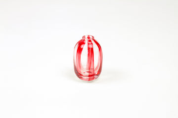 Hand-painted striped glass bud vase in tomato red
