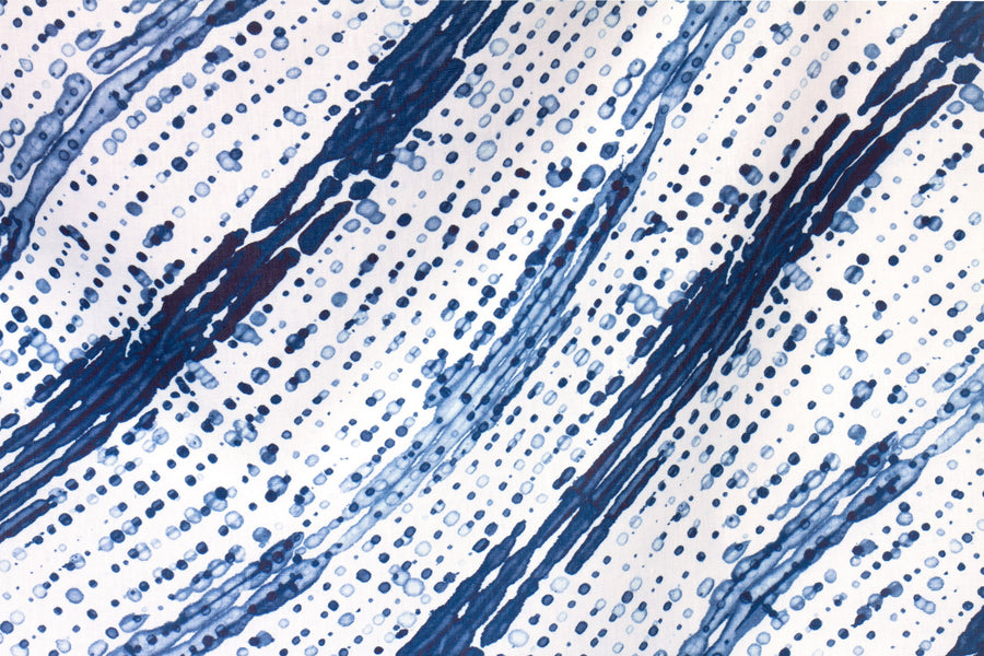 flowing 100% linen glissando shibori fabric by the yard in marine blue